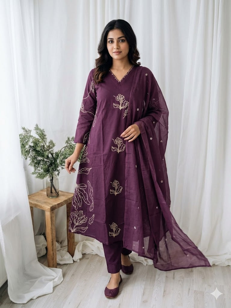 PURPLE SPRING KURTI SET-2086