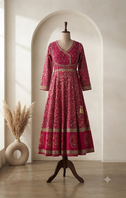 PINK PRINTED KURTI-3014