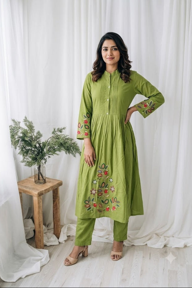 GREEN ALINE COORDSET-0122