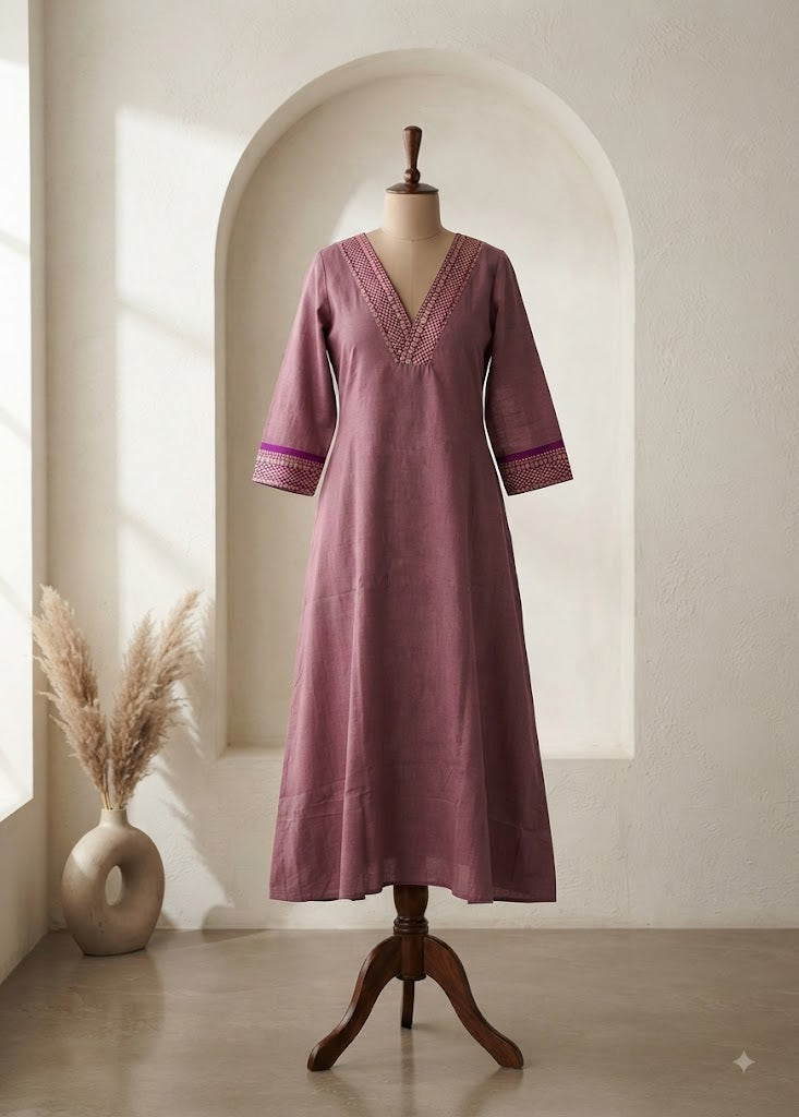 HANDLOOM PINK KURTI-6129