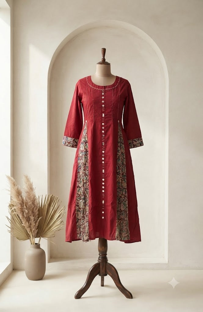 MAROON KALAMKARI COORDSET-0162