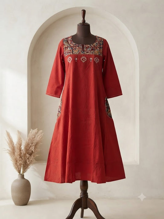 RUST KALAMKARI COORDSET-0136