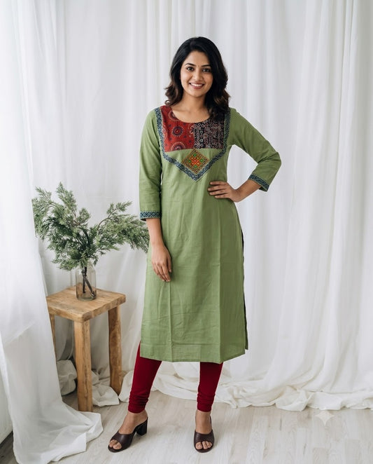 AJRAKH GREEN KURTI-6088