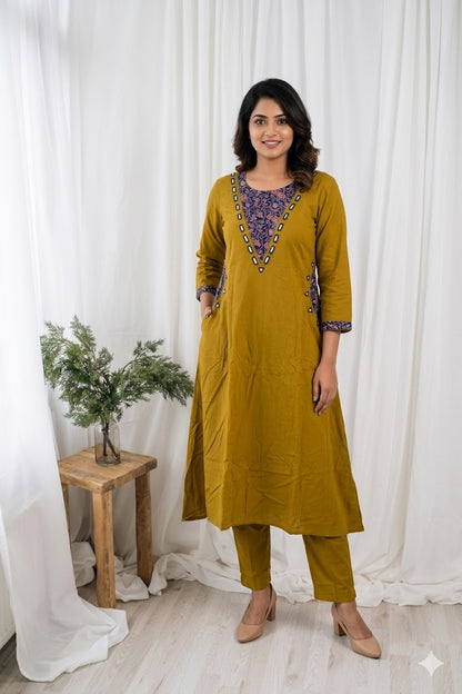GREEN COTTON COORDSET-0119