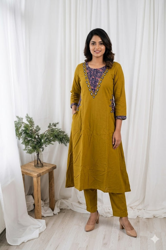 GREEN COTTON COORDSET-0119