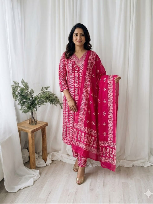 CASUAL COMFORT RANI PINK KURTI SET-1412