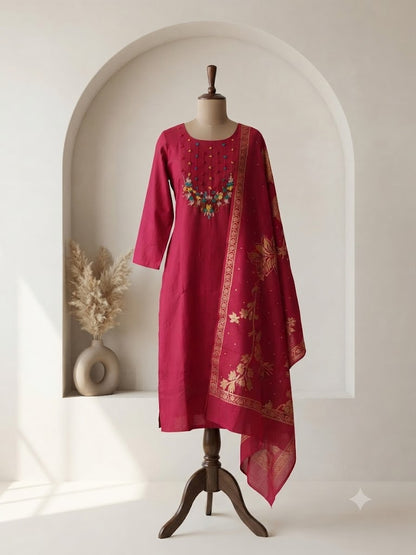 RED SILK ETHNIC SUIT-1325