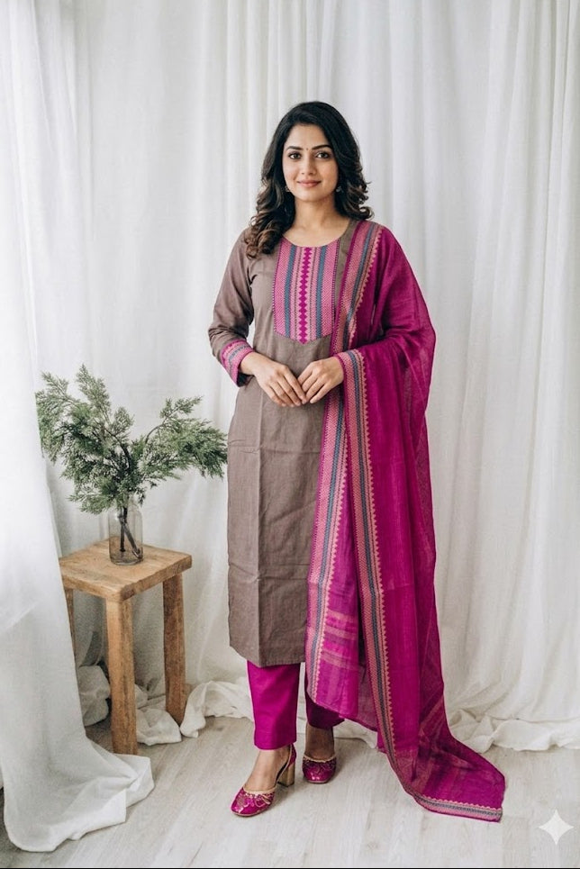 DESI LOOM GREEN KURTI SET-1589