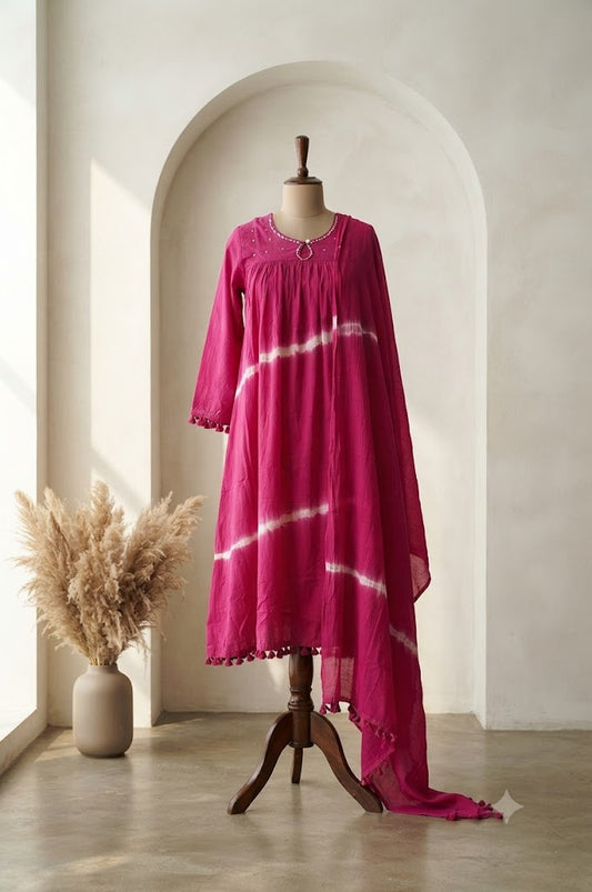 PINK MUL COTTON KURTI SET-1795