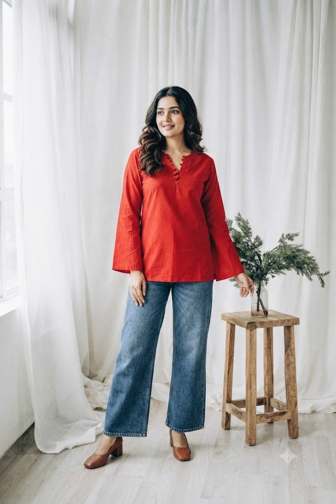 RED SHORT KURTI-6115