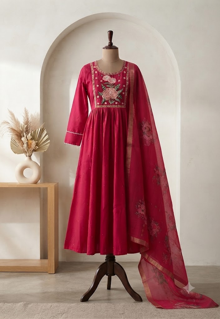 PINK SILK TOP & DUPATTA SET-3018