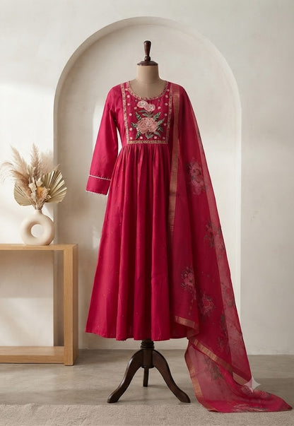 PINK SILK TOP & DUPATTA SET-3018