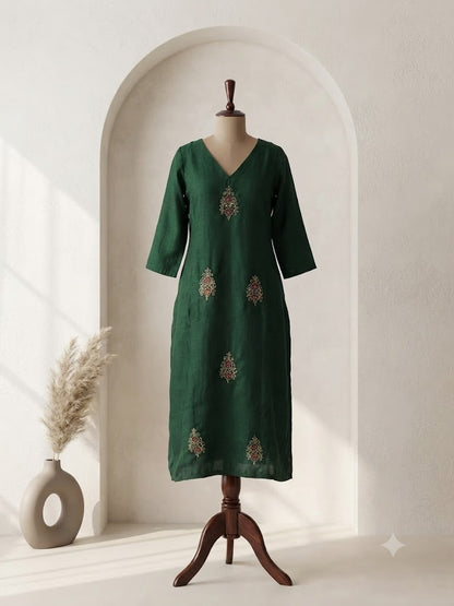GREEN SILK COORDSET-0151