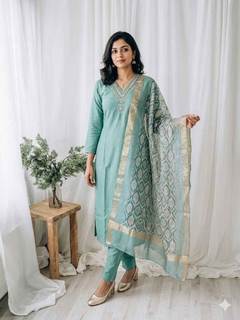 OCEAN GLOW ETHNIC SUIT-1194