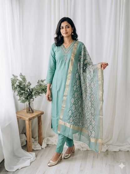 OCEAN GLOW ETHNIC SUIT-1194