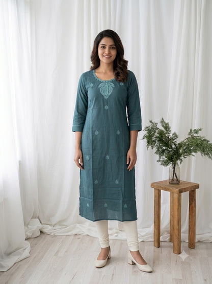 GREEN THREAD KURTI-6087