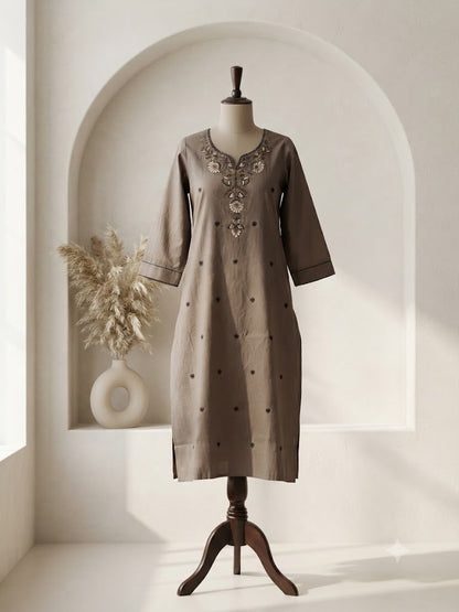 GREY FLORAL KURTI-6159