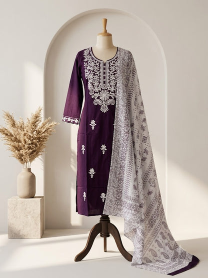 PURPLE RAYON ETHNIC SUIT-1714