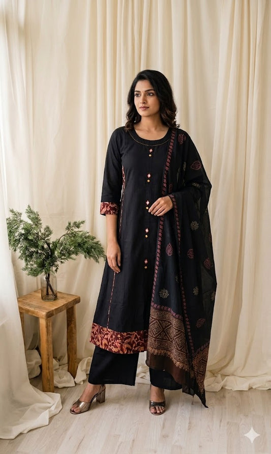 BLACK MYSTIQUE KURTI SET-1161