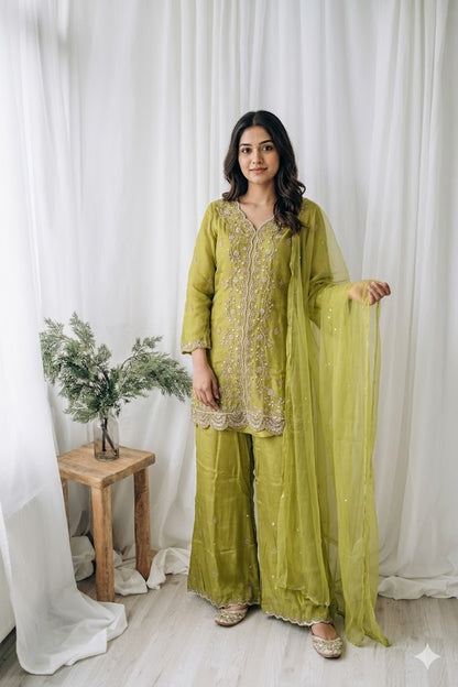 LIME ZEST SHARARA SUIT-1449