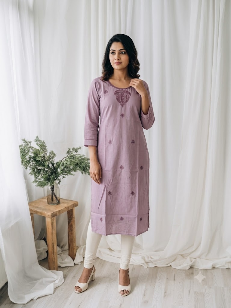 LAVENDER THREAD KURTI-6087