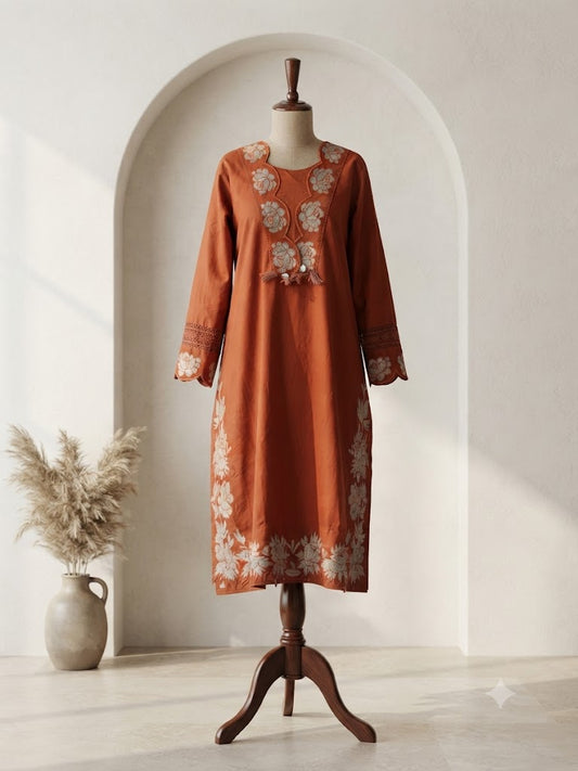 RUST ORANGE COTTON COORDSET-1607