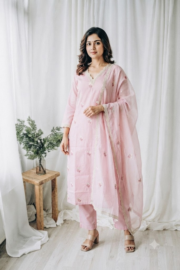 MULBLOOM PINK KURTI SET-1750