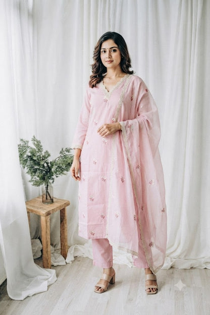 MULBLOOM PINK KURTI SET-1750