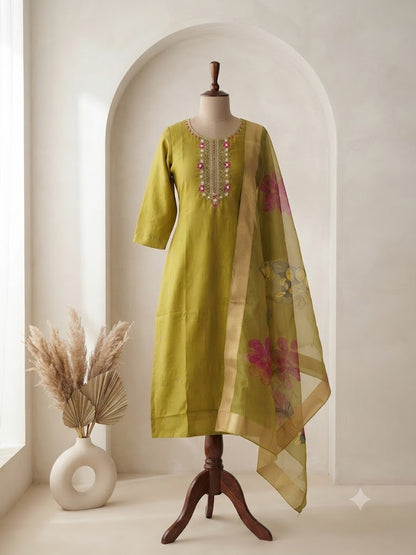 BLOOMING GREEN ETHNIC SUIT-1179