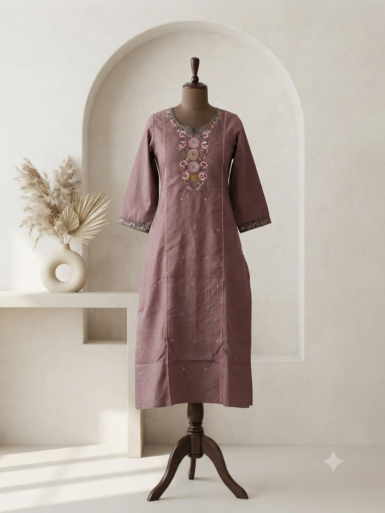 MAUVE FLORAL KURTI-6086