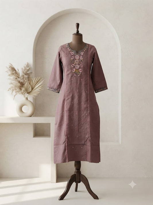 MAUVE FLORAL KURTI-6086