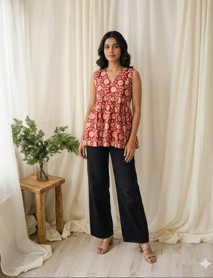 MAROON PEPLUM KURTI-5033