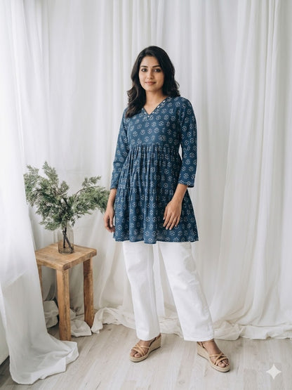 BLUE PEPLUM KURTI-5029