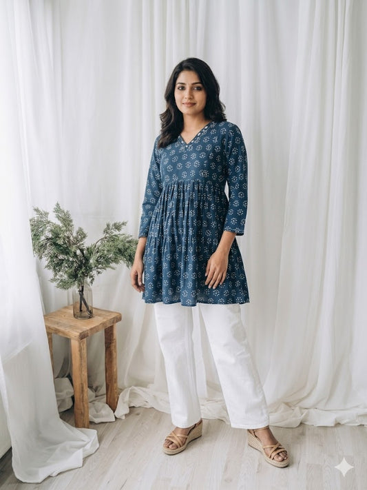 BLUE PEPLUM KURTI-5029