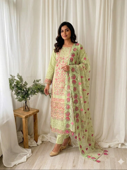 PASTEL GREEN PAKISTANI ETHNIC SUIT - 1337