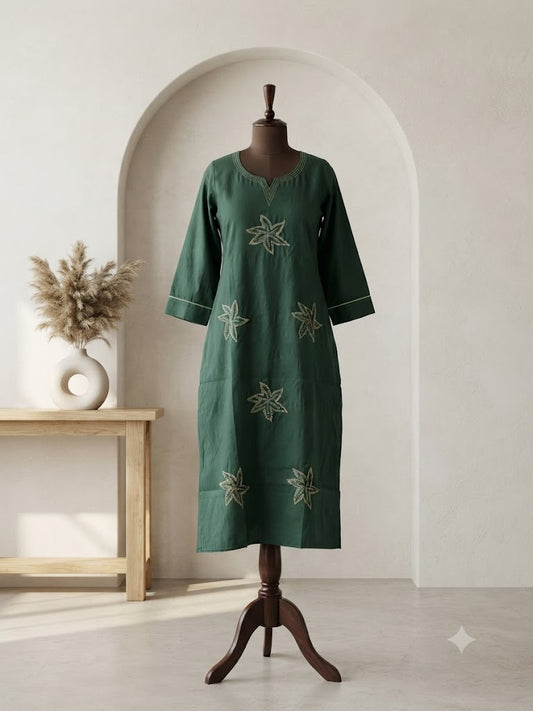 GREEN FLORAL KURTI-6078
