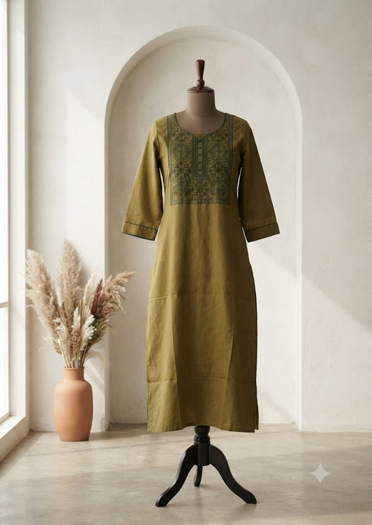 GREEN YOKE KURTI-6081