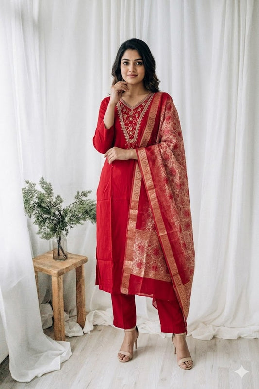 RED ROYALE ETHNIC SUIT-1317