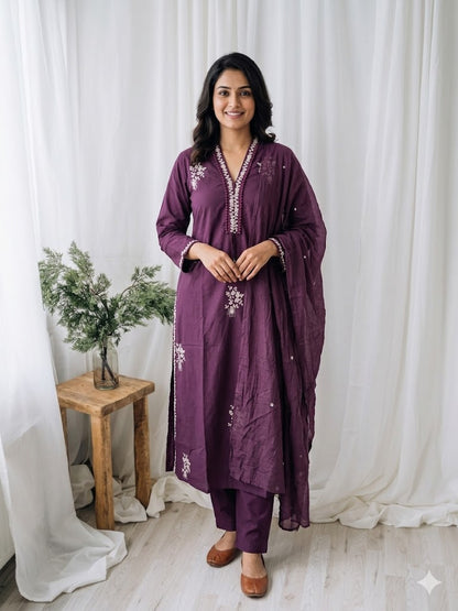 PURPLE BLOSSOM KURTI SET-1516