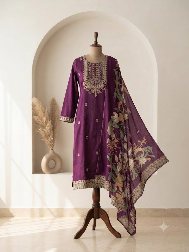 PURPLE RAYON ETHNIC SUIT-1557