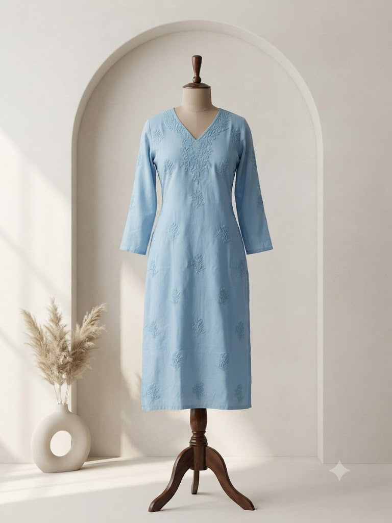 BLUE CHIKANKARI COORDSET-0116