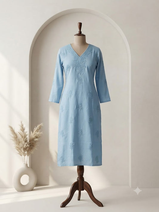 BLUE CHIKANKARI COORDSET-0116