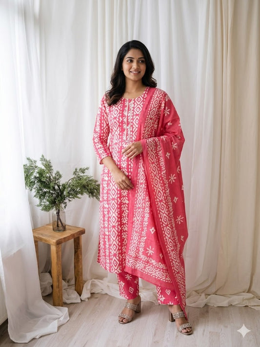 CASUAL COMFORT PEACH KURTI SET-1413