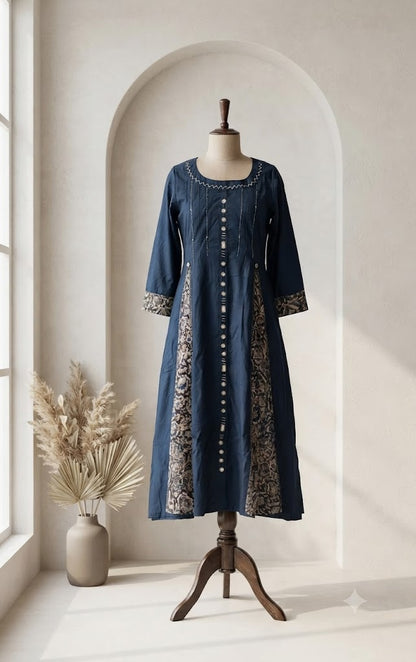 BLUE KALAMKARI COORDSET-0162