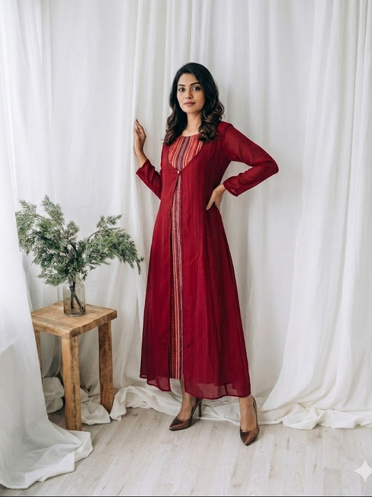 CASCADE MAROON DRESS-3027