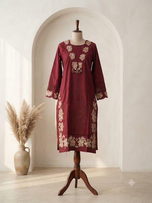MAROON COTTON COORDSET-1607