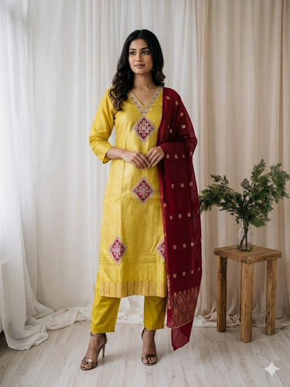 HALDI DIAMOND ETHNIC SUIT - 1415