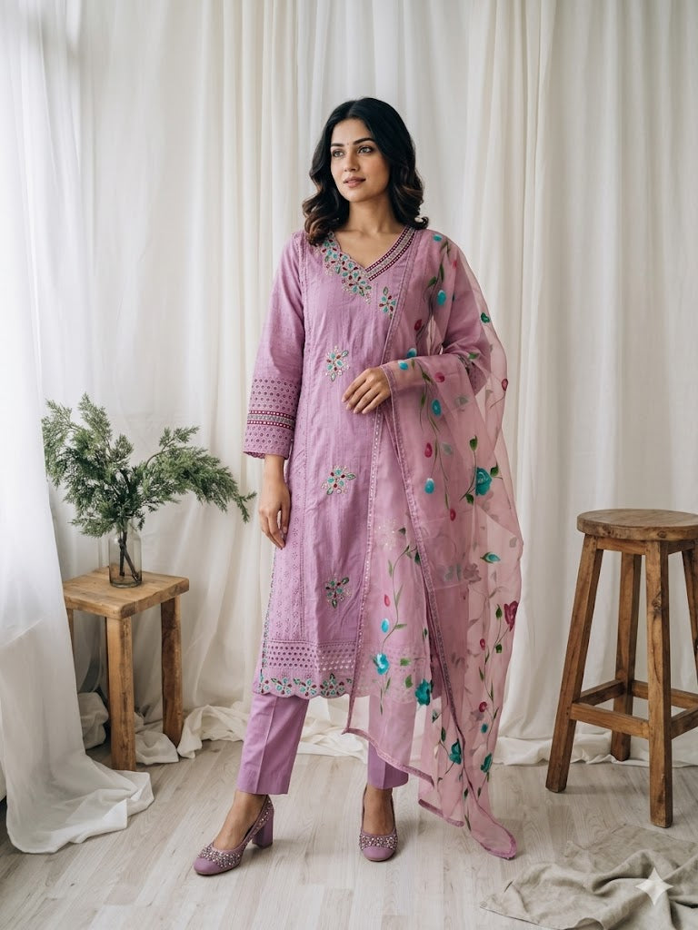 PINK HAKOBA KURTI SET-1466