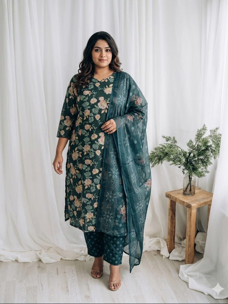 LOOM & BLOOM KURTI SET-GREEN-1246