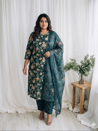 LOOM & BLOOM KURTI SET-GREEN-1246